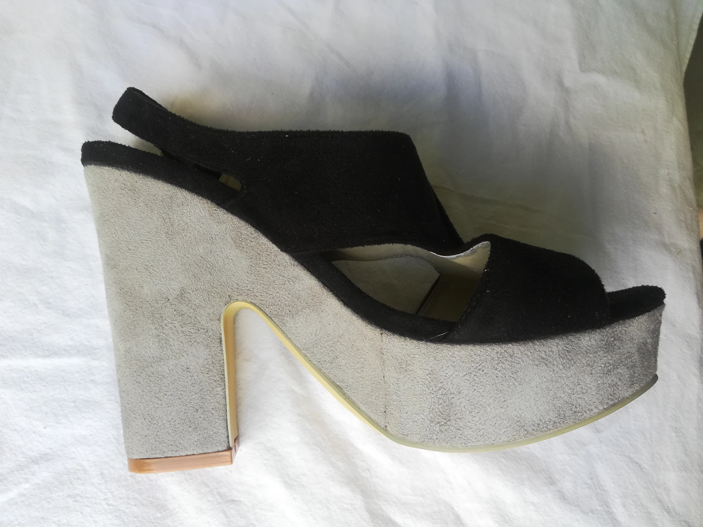 Tweekleurige zwarte/grijze pumps met dikke hoge hak van 12 cm maat 37 - nieuw – photo 17